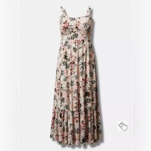 Torrid Floral Pink Strapless Maxi Dress size 2